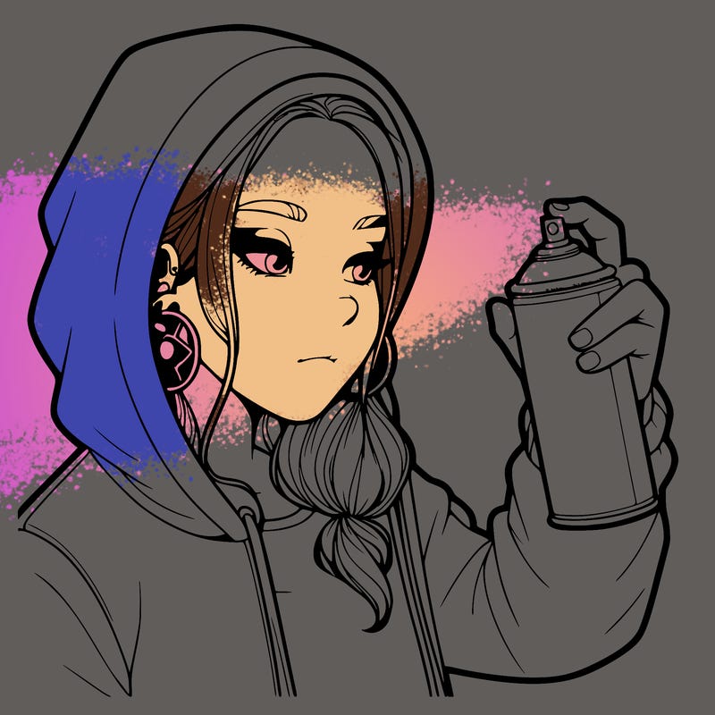 a realistic girl, spray painting
