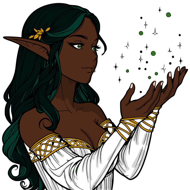 realistic elf girl doing magic