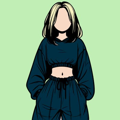 realistic girl faceless with baggy pants and a crop top