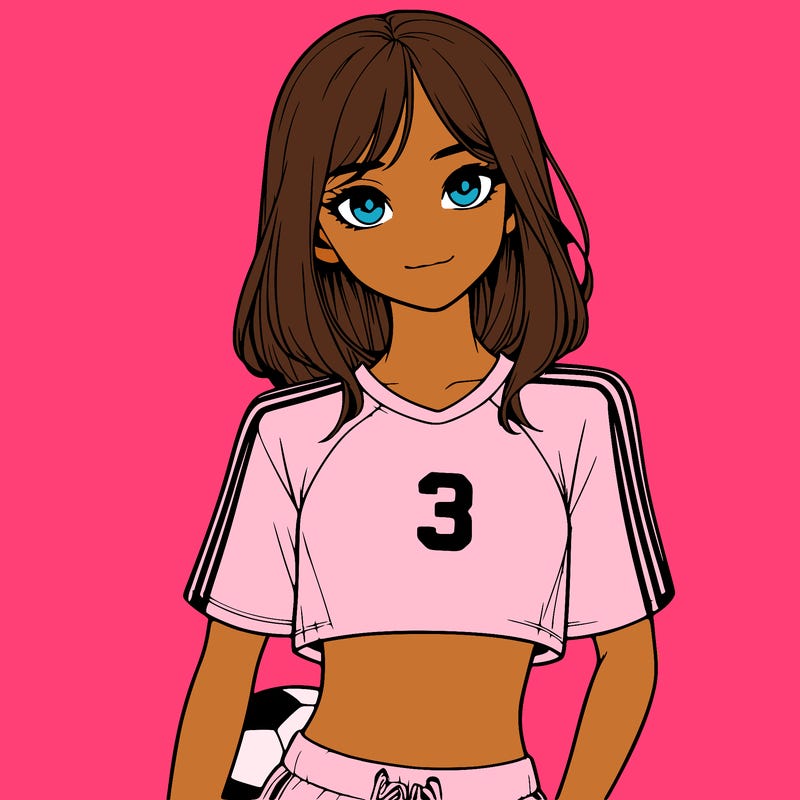 realistic girl wearing soccer jersey