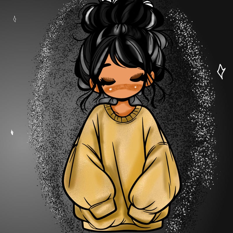 girl with baggy sweatshirt and messy bun