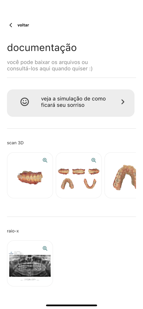 SouSmile - SouSmile app screen showing orthodontic documentation with 3D dental scans and x-rays