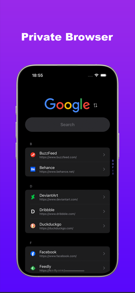 Private Photo Vault - Kakabox - Private browser interface within the Kakabox app showing Google search and bookmarked sites