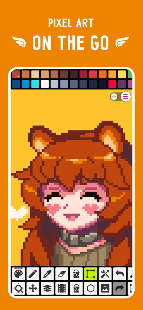 Pixel Studio for pixel art - Pixel Studio app showing a pixel art character creation on a mobile screen