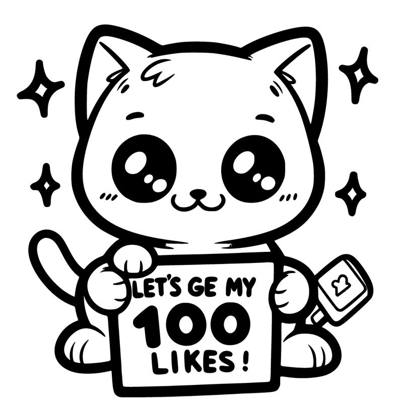 cute kitten holding up a sign that says let’s get my likes to 100