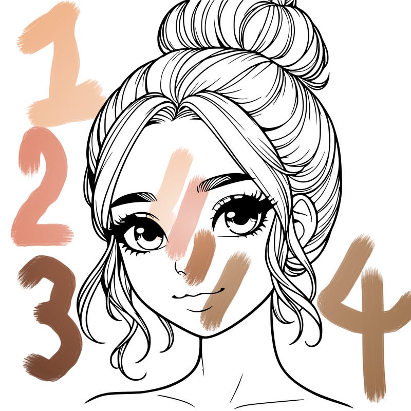 realistic pretty girl with hair in bun