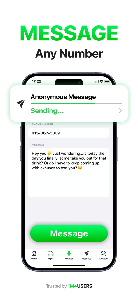 Smartphone interface for sending WhatsApp messages to unsaved contacts without saving the phone number