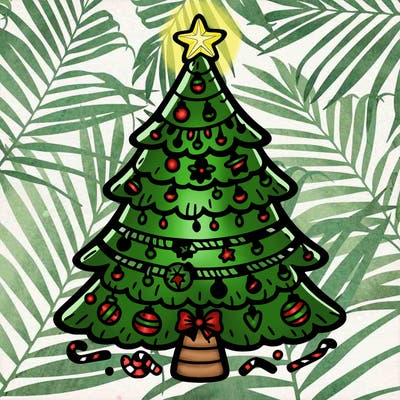 christmas tree with lots of details