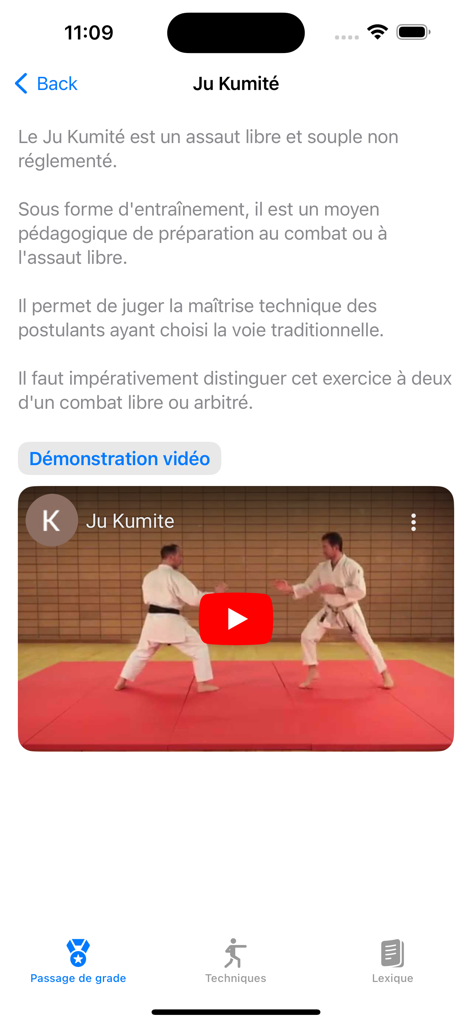 karate - Instructional video and description of Ju Kumite sparring in the Shotokan karate app