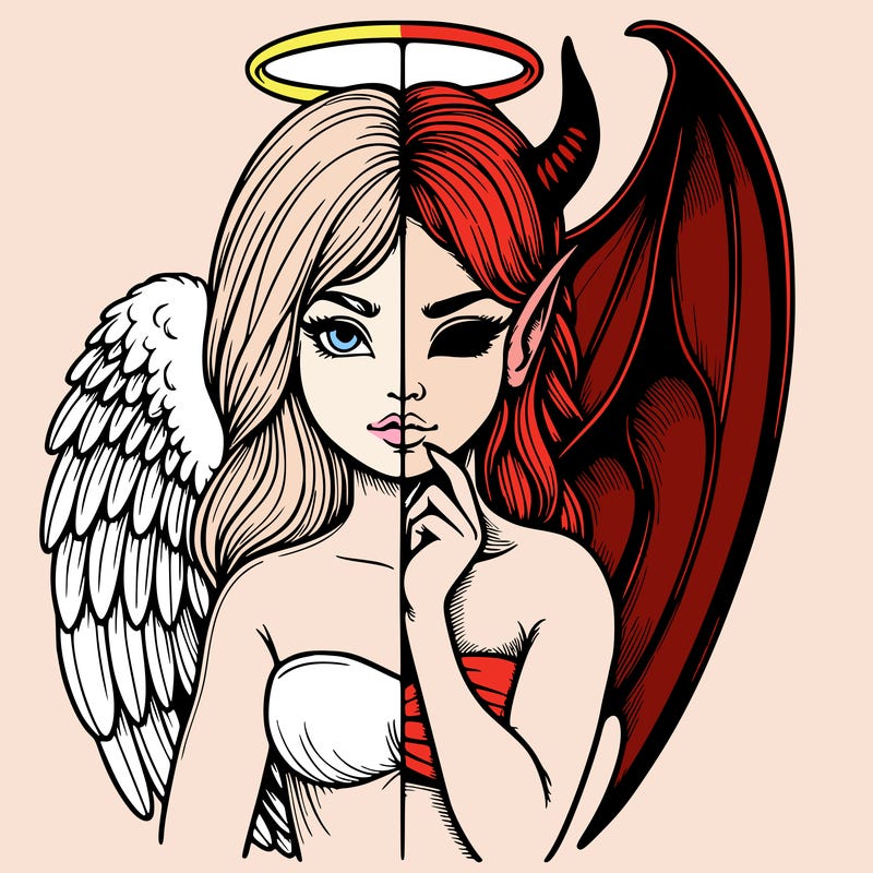 realistic angel half demon