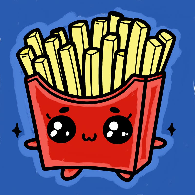 a cute. french fries