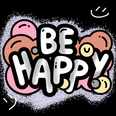 be happy in bubble letters