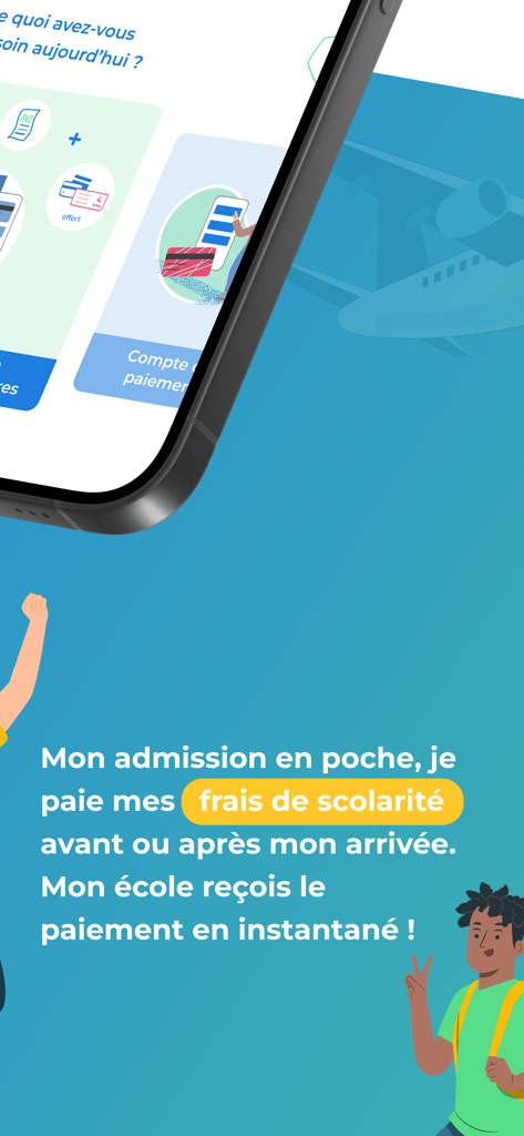 Studely app interface for paying school tuition fees instantly for international students moving to France and Belgium