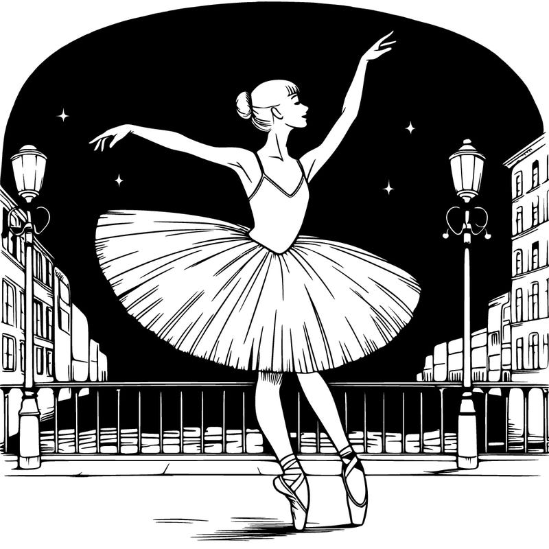 a realistic ballerina dancing at night