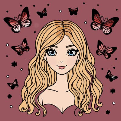 woman with butterfly hair