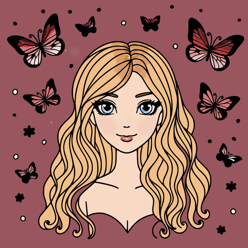 woman with butterfly hair