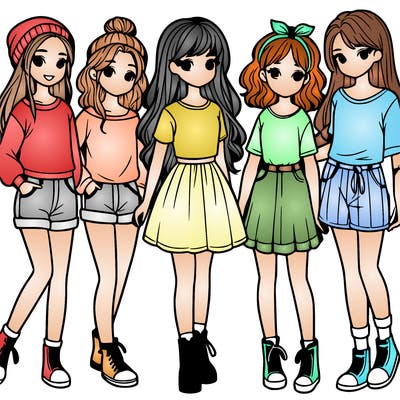 a group of five girls