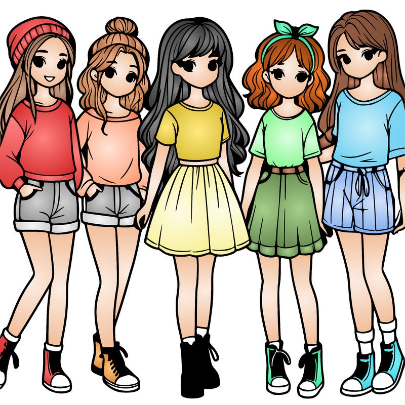 a group of five girls