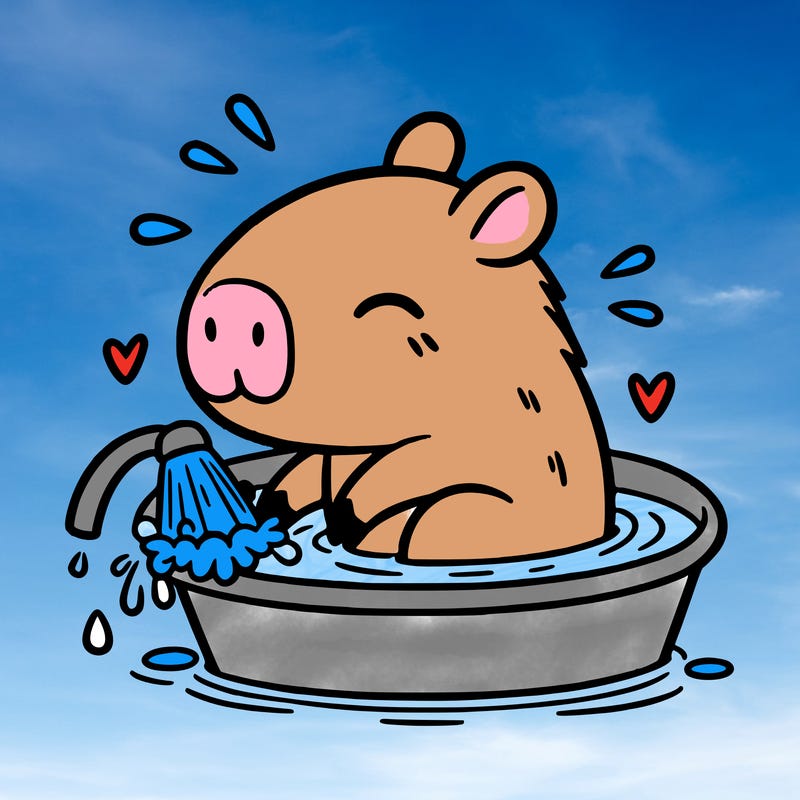 capybara taking a bath