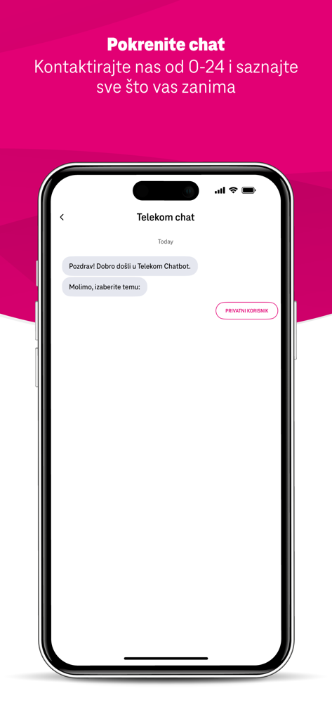 Telekom ME - Telekom ME mobile app live chat customer support interface