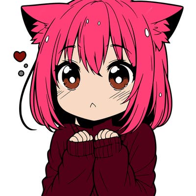 shy anime catgirl