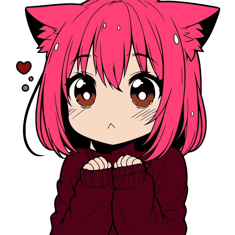 shy anime catgirl