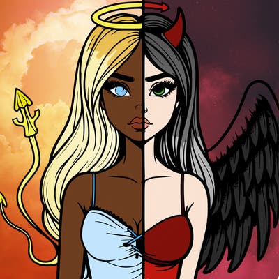 devil vs angel realistic girl