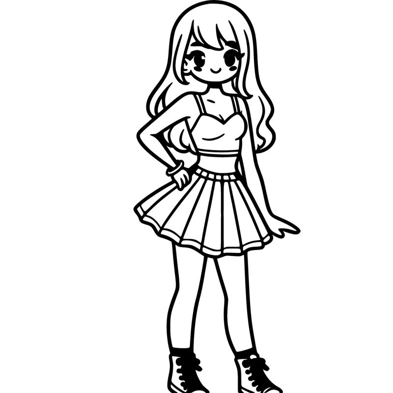 girl with a skirt and a crop top