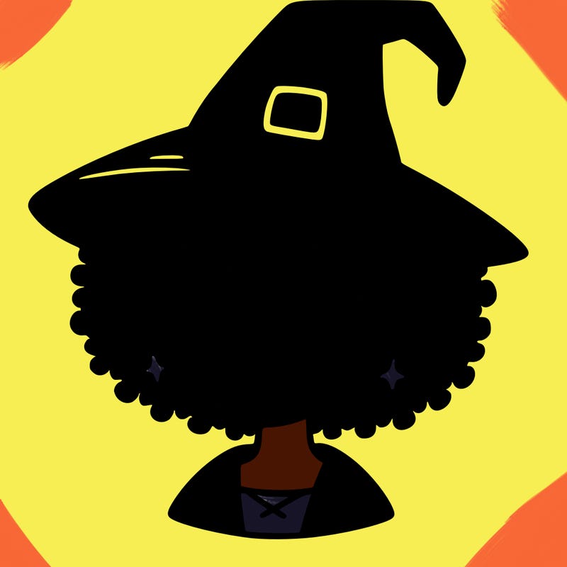 a black person who is a witch and has glasses