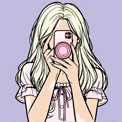 a realistic girl holding her phone taking pictures