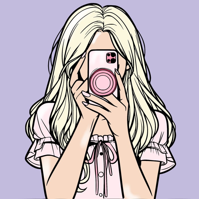 a realistic girl holding her phone taking pictures