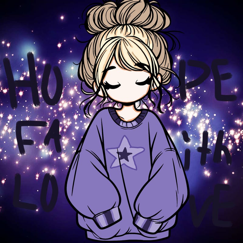 girl with baggy sweatshirt and messy bun