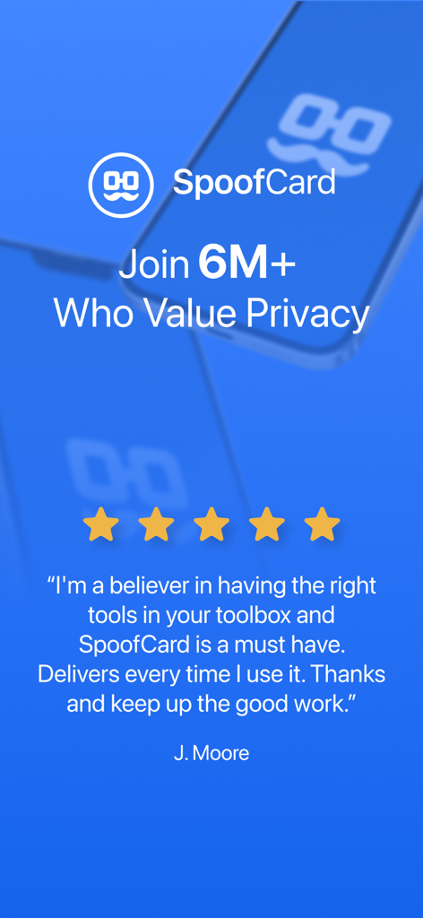 SpoofCard - Privacy Protected - SpoofCard privacy app user review and five star rating