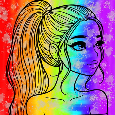 a beautiful and realistic girl with a high pony tail