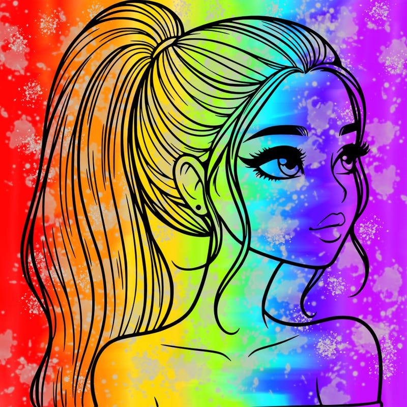 a beautiful and realistic girl with a high pony tail