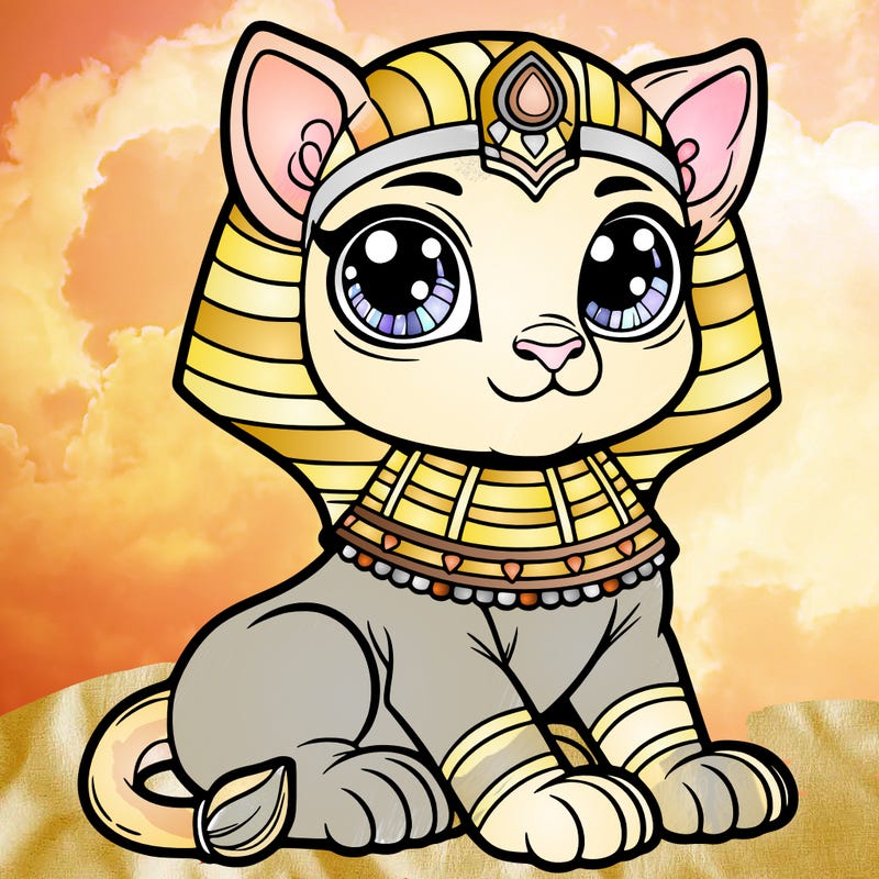 cute sphinx, big eyes, majestic