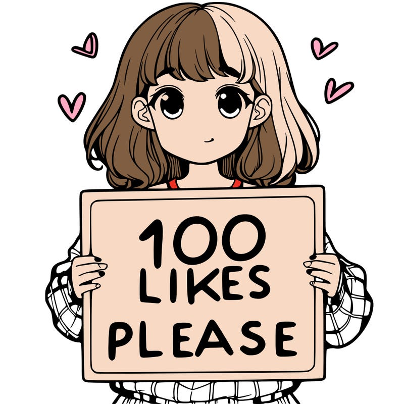 a girl holding a sign saying 100 likes please