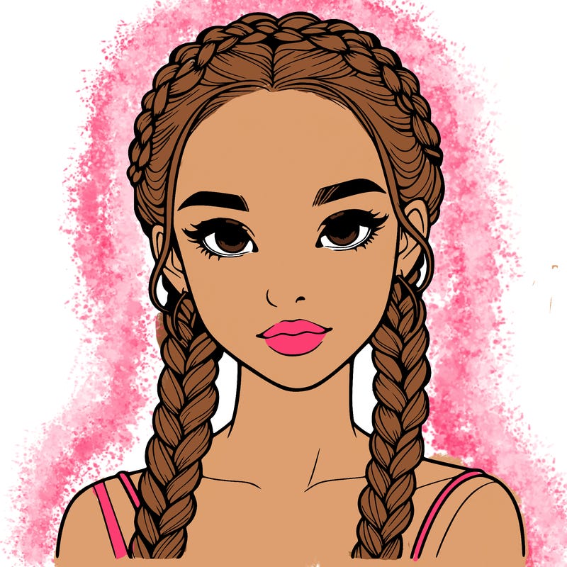 realistic girl with braids