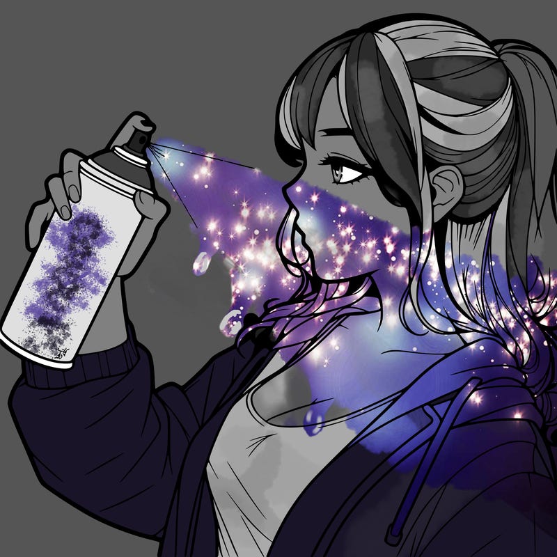 a realistic girl spray, painting