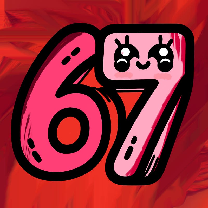 the numbers 67