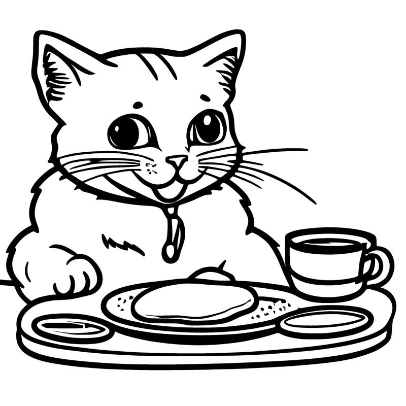 cat eating pancakes