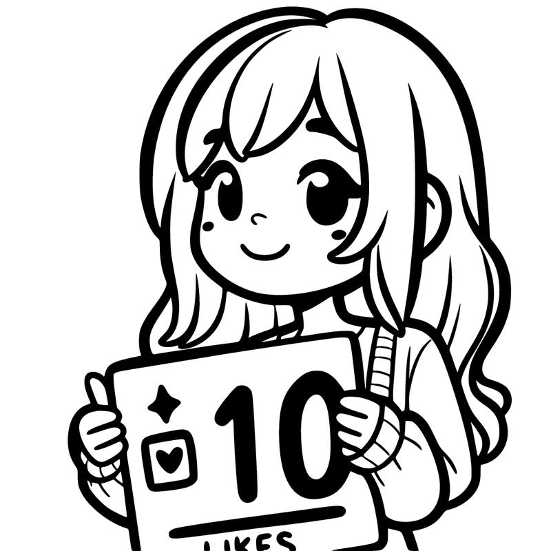 girl holding a 10 likes? sign