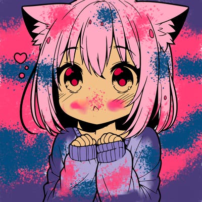 shy anime catgirl