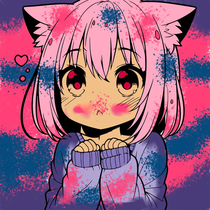 shy anime catgirl