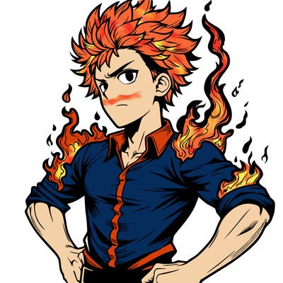 realistic manga man of fire