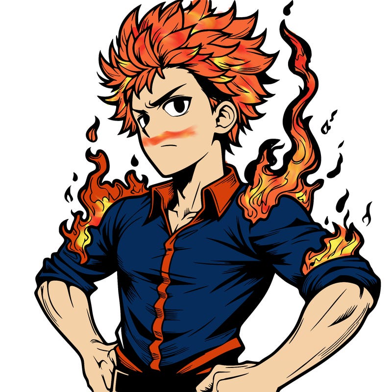 realistic manga man of fire