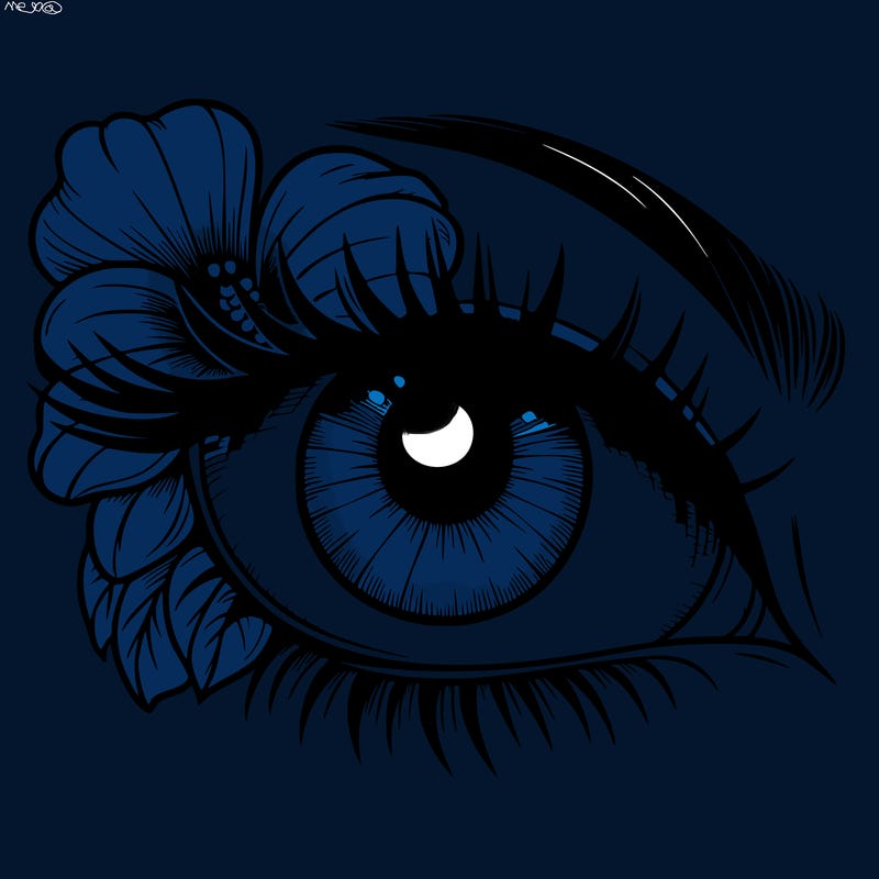 realistic eye with flower