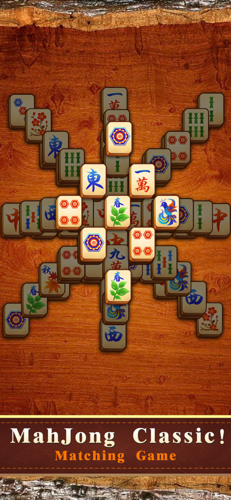 Juego de emparejamiento de losetas de Mahjong tradicional sobre un fondo de madera