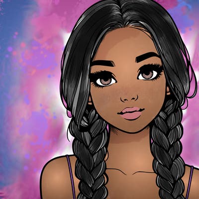 realistic girl with braids
