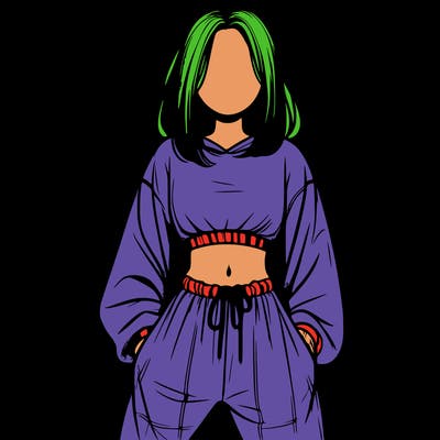 realistic girl faceless with baggy pants and a crop top